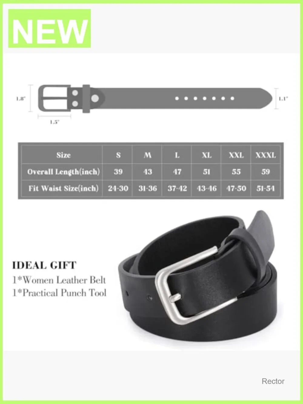 Faux Leather Belt for Women - Fashion Waist Dress Belt with Buckle